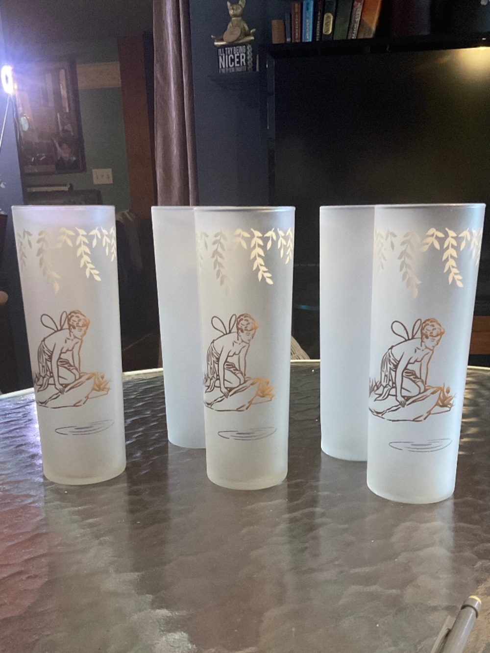 MCM Libbey Nymph Frosted Tom Collins glasses